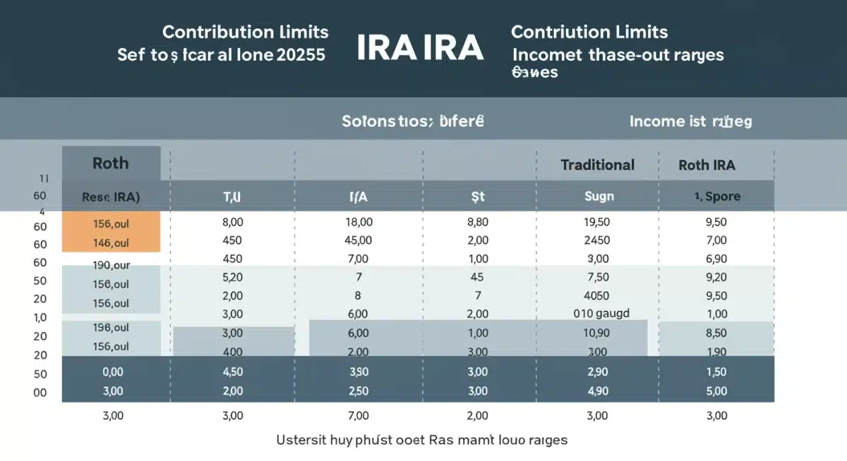 Infographic detailing 2025 IRA contribution limits and income phase-outs