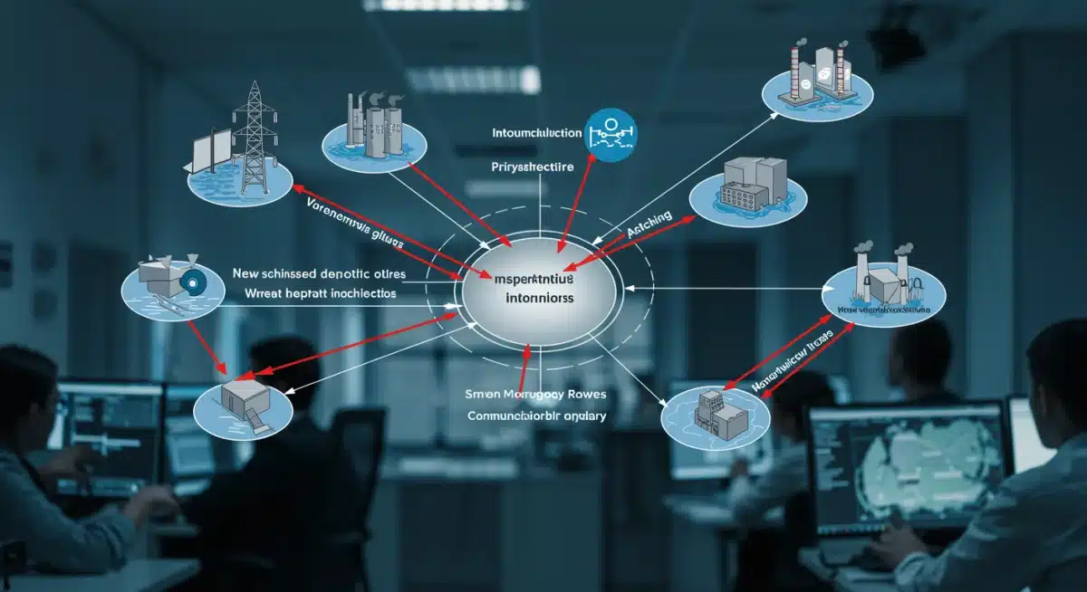 Complex network diagram showing new cyber threat vectors targeting critical infrastructure.
