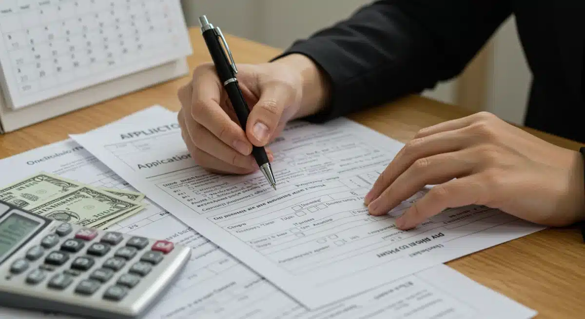 Person filling out application form for energy assistance