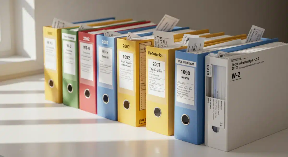 Organized tax documents and receipts for meticulous record-keeping and deductions.