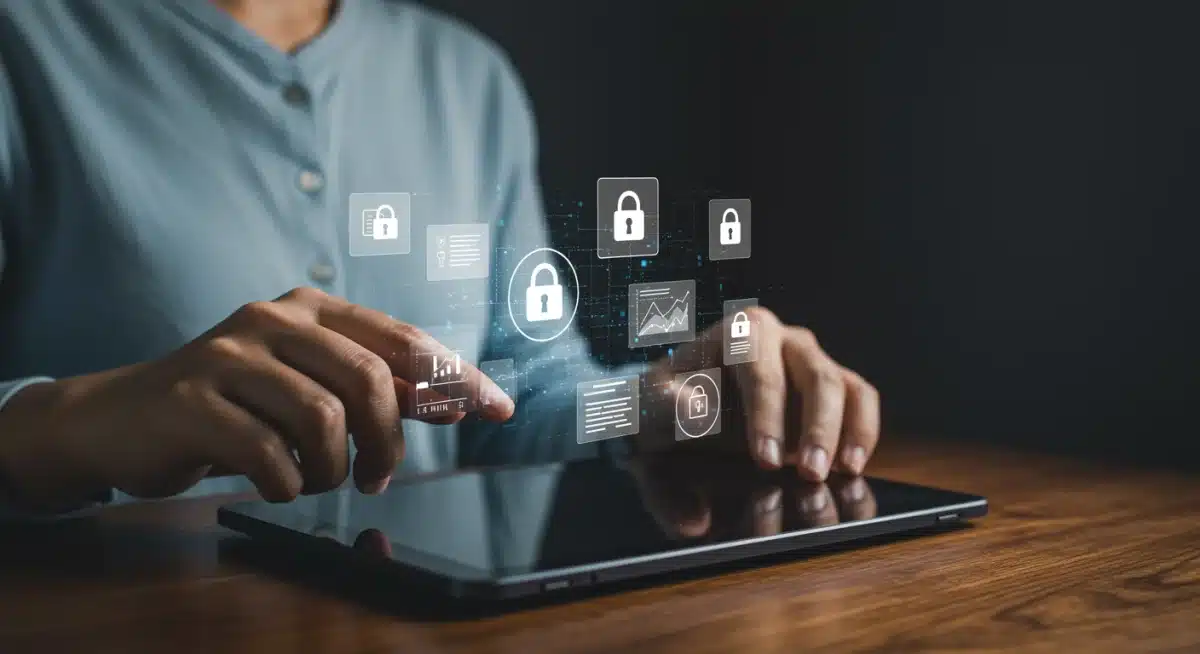 Person reviewing digital privacy policy, new federal data privacy regulations.
