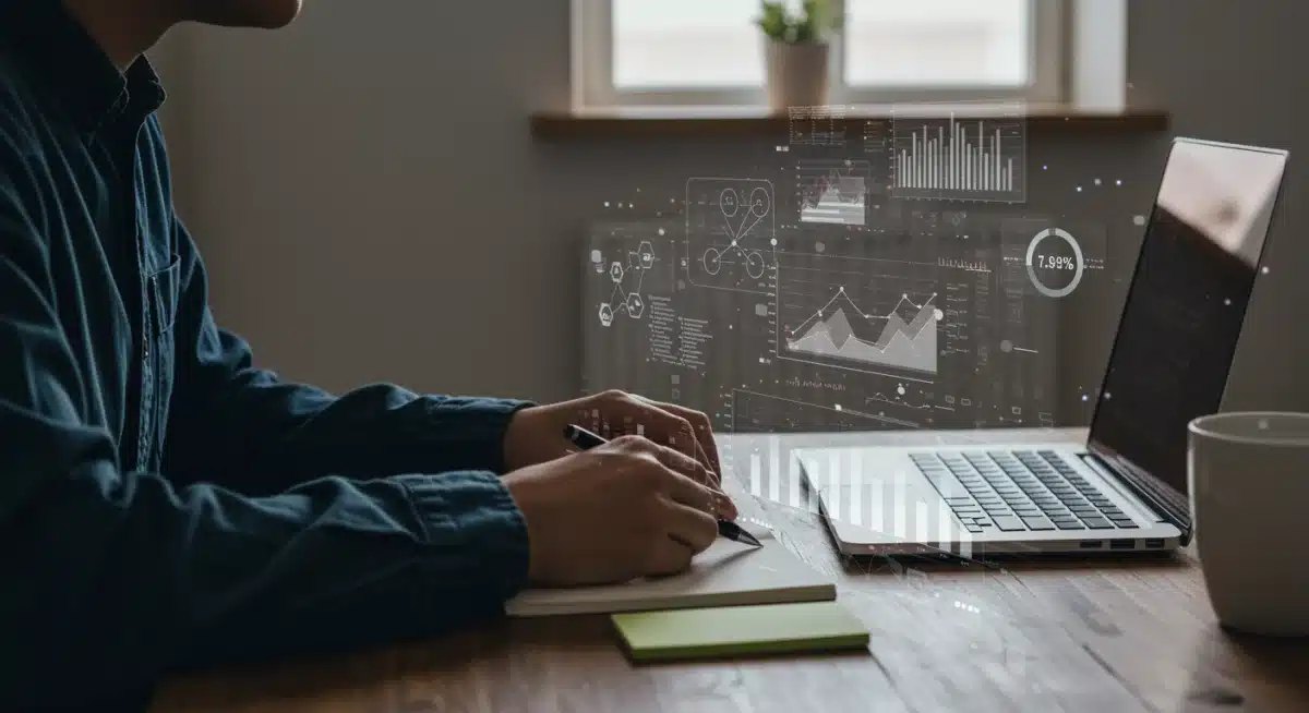 Individual actively learning new skills through an online course to enhance career prospects.