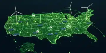 2026 Energy Transition: New Policies, Utility Costs & 10% Impact Futuristic energy grid with renewable sources over US map, symbolizing 2026 energy transition impacts.