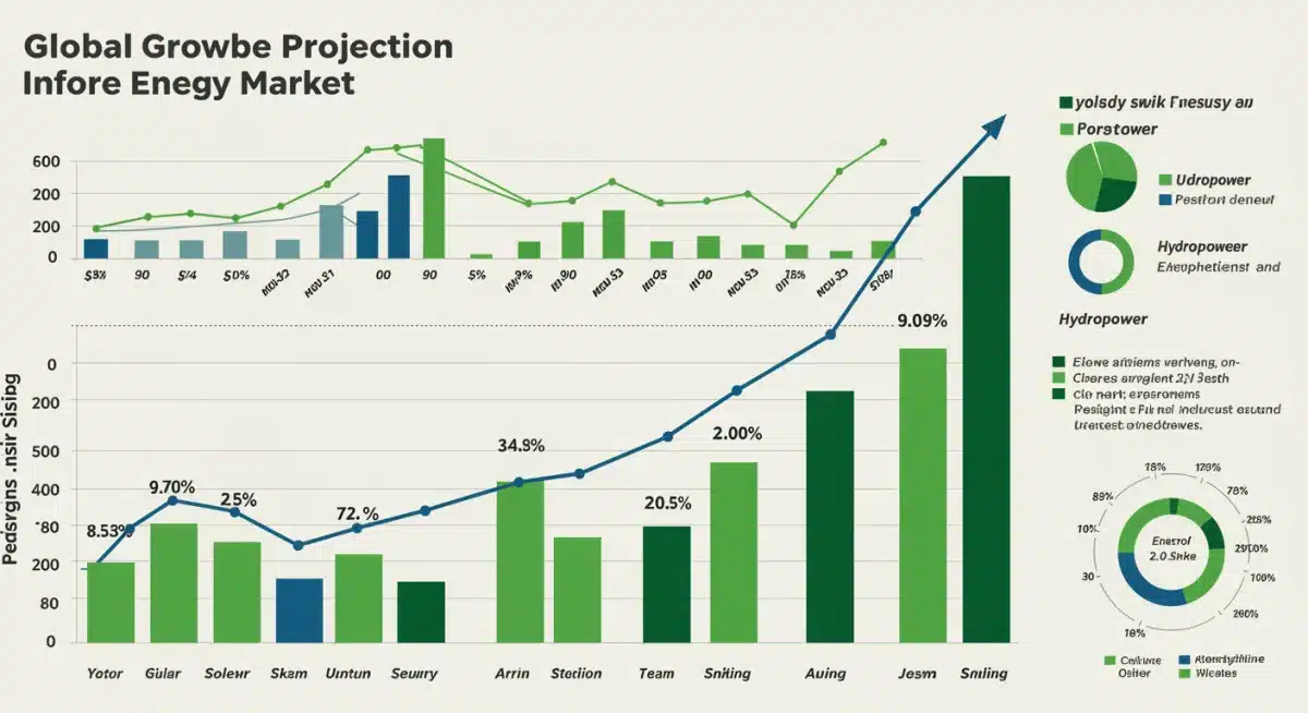 Infographic detailing global renewable energy market growth projections