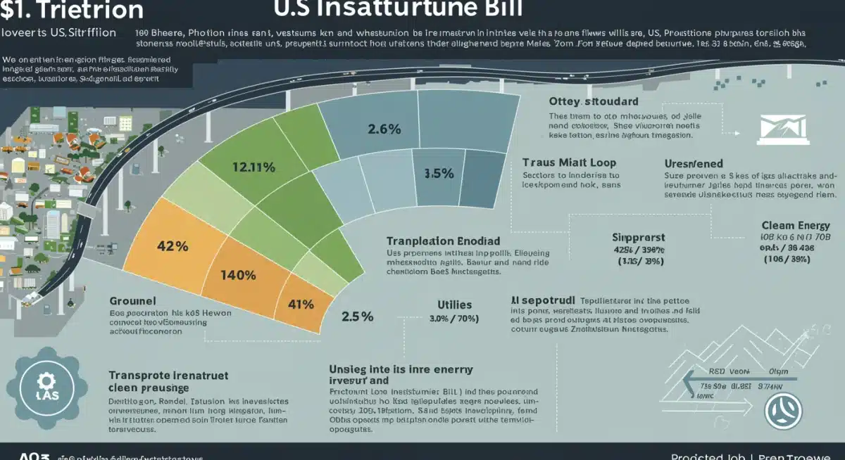 Infographic detailing the allocation of .2 trillion US Infrastructure Bill funds across sectors.