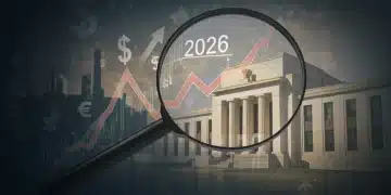 Financial chart showing rising interest rates with Federal Reserve building in background