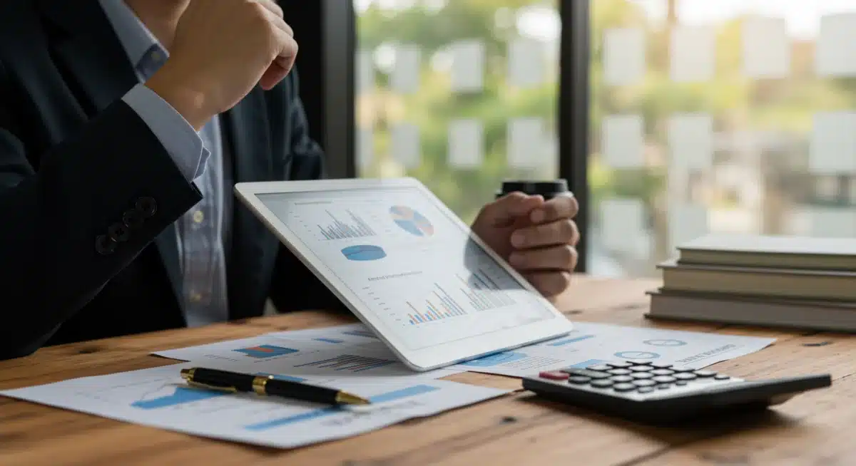 Person analyzing financial charts on tablet for savings accounts