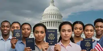 Diverse individuals contemplating US immigration policy changes