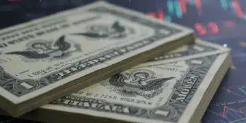 Stack of US Treasury bond certificates with 5% yield graphic