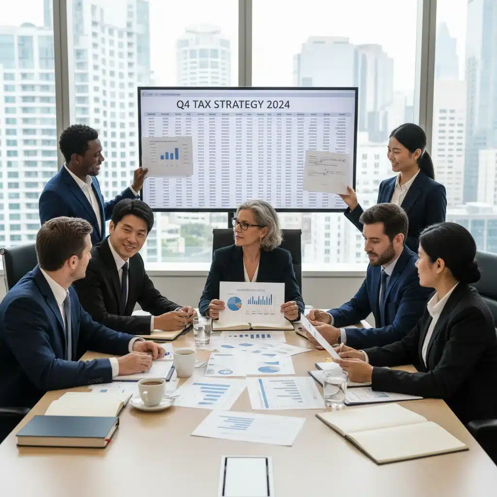Financial advisors and clients discussing tax strategies for investment portfolios