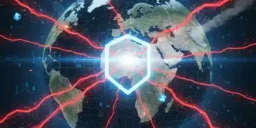 Global cybersecurity network under attack, illustrating national threats