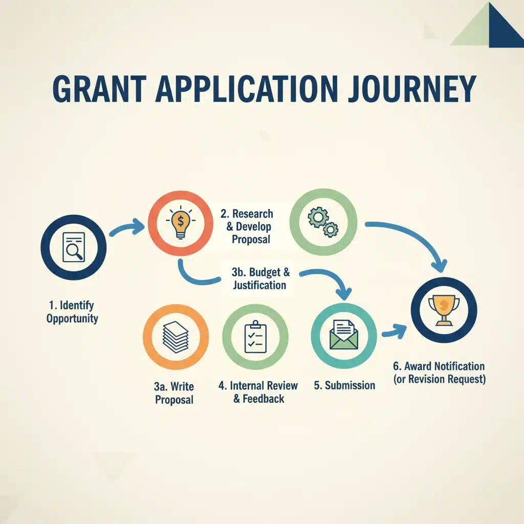 Infographic detailing the federal grant application process