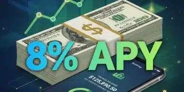 High-yield savings accounts offering 8% APY with growing money stacks.