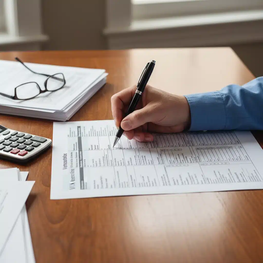 Hand filling out a VA benefits application form with other documents on a desk.