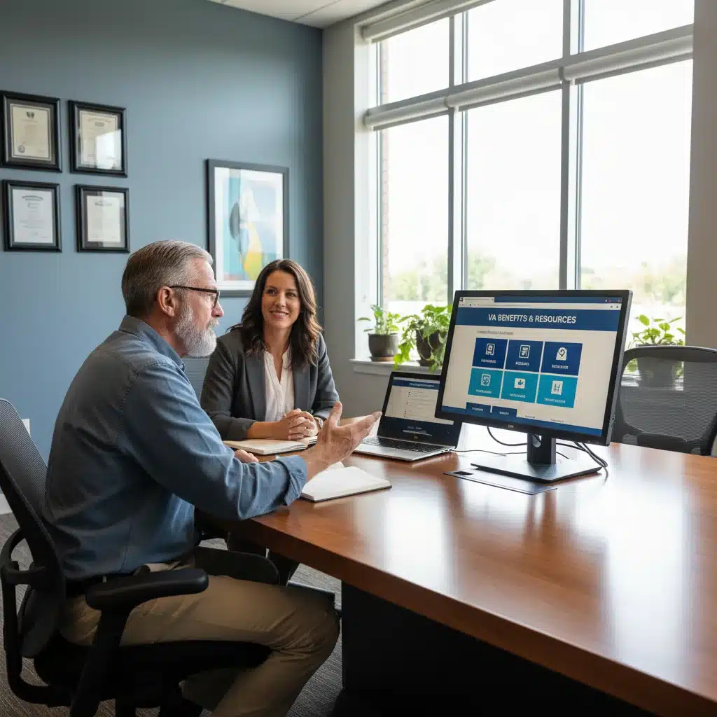 Veteran consulting with a VA representative about their benefits.