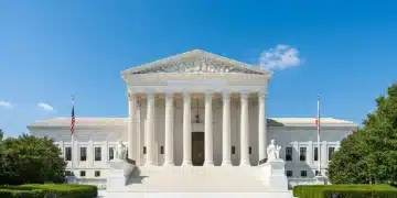 United States Supreme Court building exterior, symbolizing justice and law