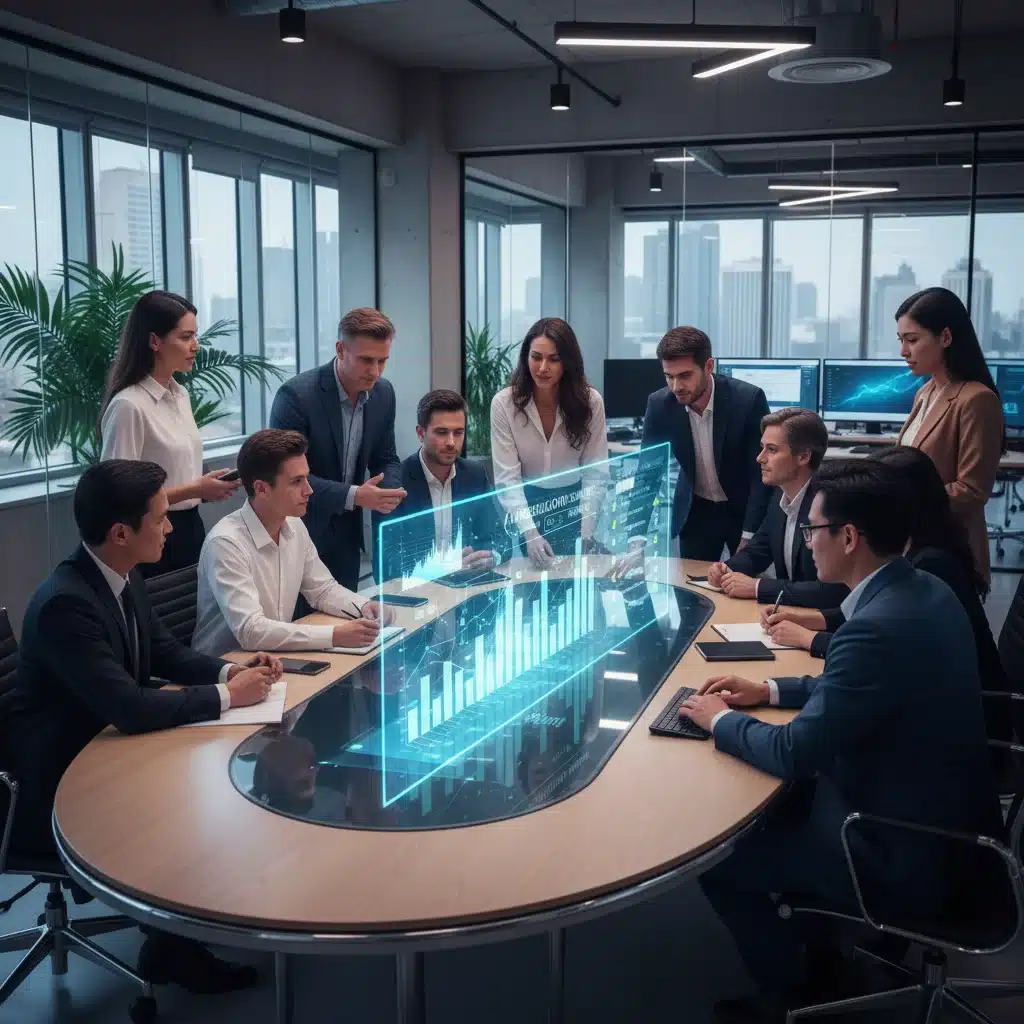 Business team discussing AI regulatory compliance strategy